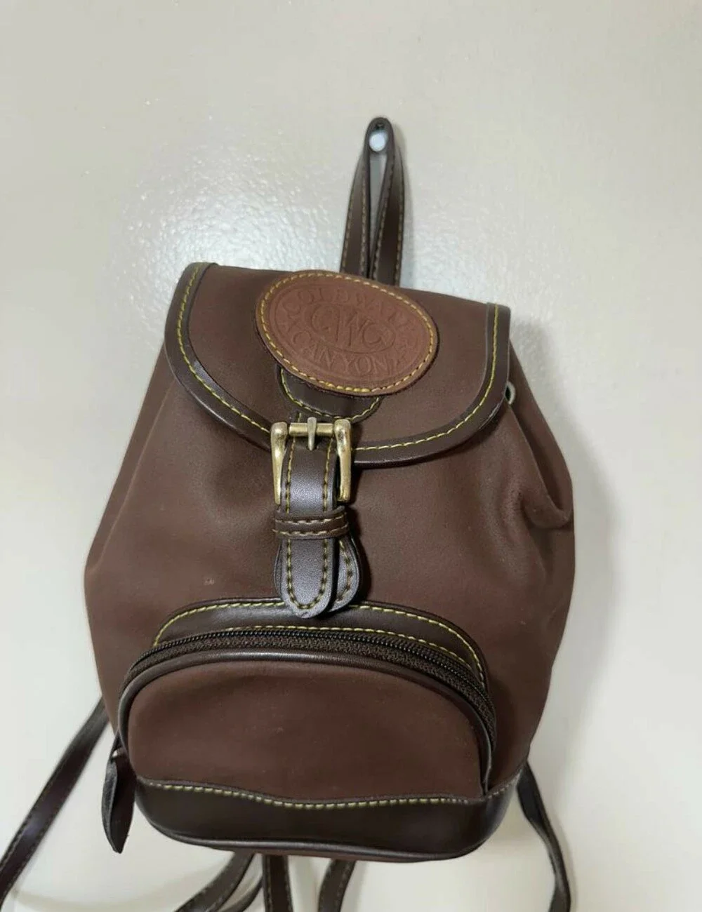 Vintage Coldwater Canyon Mini Backpack - Brown Nylon Leather Trim 90s